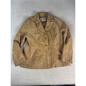 Wilsons Leather Maxima Blazer Jacket Womens XL Brown Suede Button Front